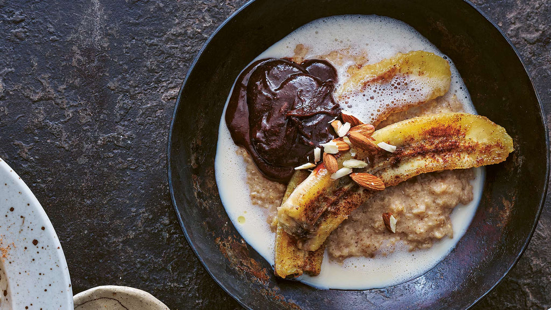 Havregrynsgröt med stekt banan och nutella